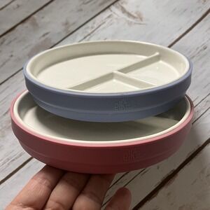 Lot Elk and Friends Plates Porcelain Silicone‎ Sleeve Divided Toddler Dishes